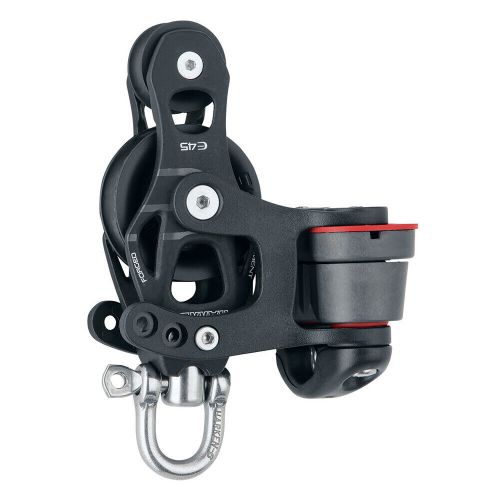 Harken 45mm single aluminum element fiddle block w/swivel &amp; 150 cam cleat