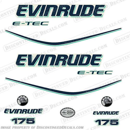 Fits evinrude 175hp e-tec decal kit - aqua - blue