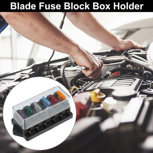 1 set 6 way blade fuse block box holder w/ negative bus for automotive truck