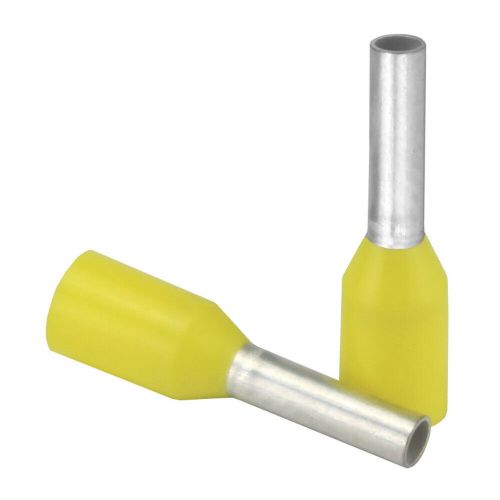 Pacer yellow 18 awg wire ferrule - 6mm length - 25 pack tfrl18-6mm-25 upc