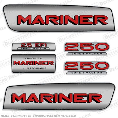 Fits 1998-2006 mariner 250 2.5 liter efi super magnum  - custom silver / red