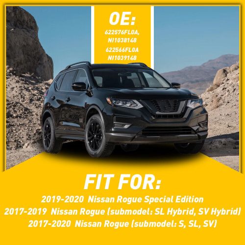 Fog light cover for 2017-2020 nissan rogue textured black front left+right side