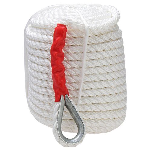 2pack 3/4&#034;x200&#039; twisted three strand nylon anchor dock mooring thimble rope boat