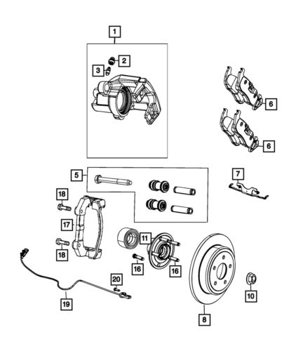 Genuine mopar disc brake caliper assembly left rear 68577099aa