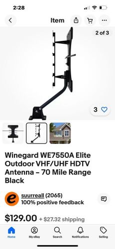 Winegard we7550a elite outdoor vhf/uhf hdtv antenna – 70 mile range black