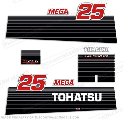 Fits tohatsu 25hp mega outboard motor engine decal kit - 24&#034; long / large cowl