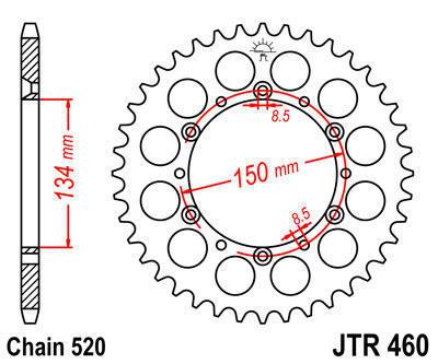 Jt sprocket rear 46t steel fits kawasaki kx500 a2,b1 1984-1985