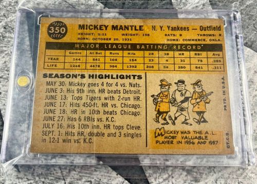 1960 topps - #350 mickey mantle