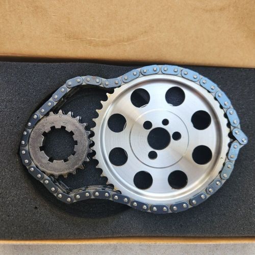 Chevy sbc 350 double roller 9 keyway billet steel timing chain kit (tor/brg)