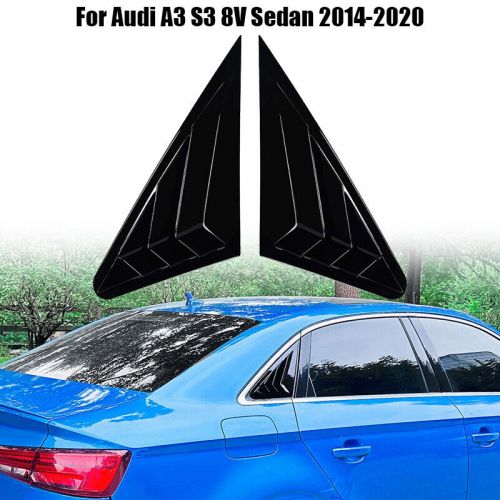 For 2014-20 audi a3 s3 8v sedan pair black rear side window louver shutter cover