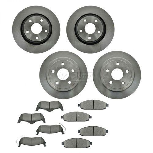 Front & rear metallic brake pads & 2 rotors kit for grand cherokee commander