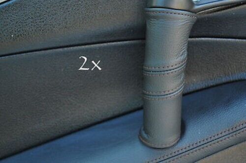 Fits fiat coupe leather 2x door handle panels black seam-