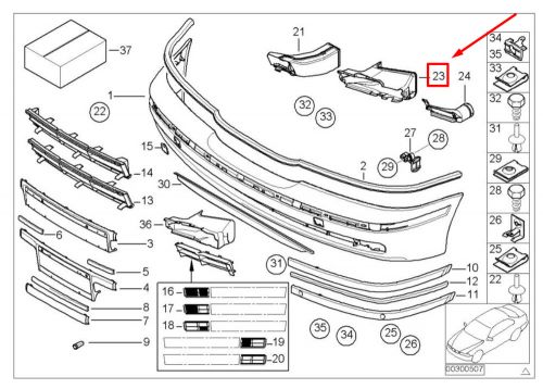 New genuine bmw 5&#039; series e39 1995 - 2003 front bumper left air duct 8174845 oem