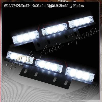 18 white led emergency hazard warning 12v headliner deck dash strobe light bars