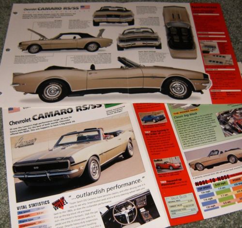 Rare-1968 camaro rs/ss convertible spec info poster original brochure ad 68