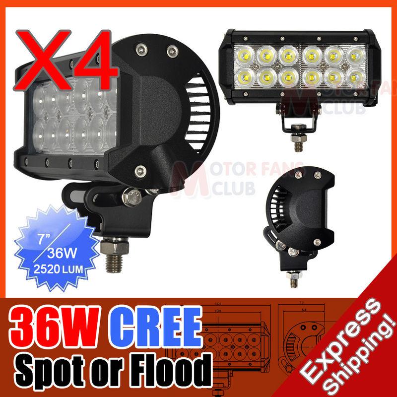 4x 7inch 36w cree led work light bar lamp 2520lm atv spot flood beam 54w/72w/90w