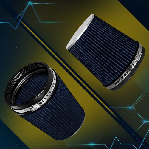 6&#034; 152mm long high flow inlet cone dry cold filter air intake replacement blue