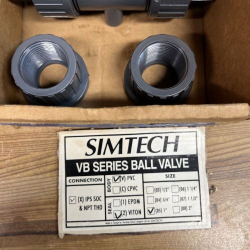 Lot of 3- simtech  vbxv205 vb series ball valve pvc viton seal 1&#034;