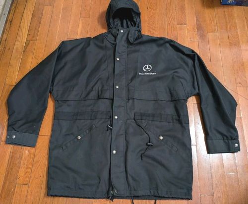 Mercedes-benz hoodie wind breaker denim jacket, dark black, mens xl