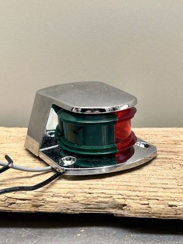 Nautical boat deck chrome light 3” green &amp; red lens solid metal exterior 12v