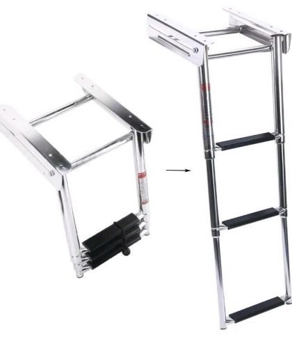 Boat ladder marine under platform slide mount 3 step telescoping folding 34&#034;