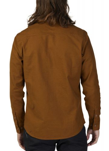 Fox racing source mens button up long sleeve flannel shirt nutmeg brown