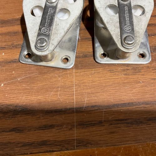 Pair merriman cheek blocks. 1 1/2” for deck mount. 27’ sailboat. plate 3 1/2 x 2