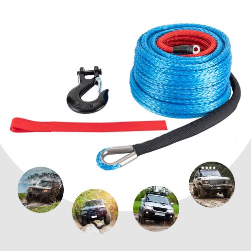 3/8&#034;x100&#039; synthetic winch rope w/ hook winch cable w/protective sleeve new