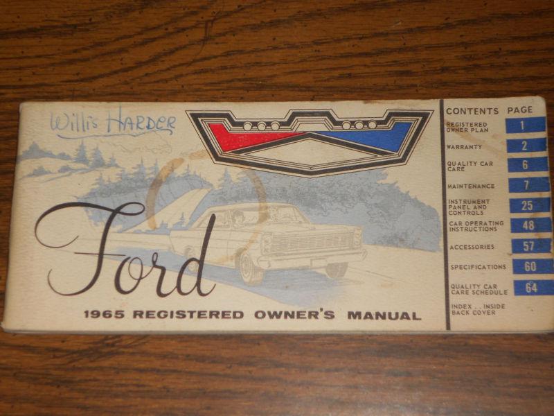 1965 ford car owner's manual / owner's guide / nice original ford glovebox item