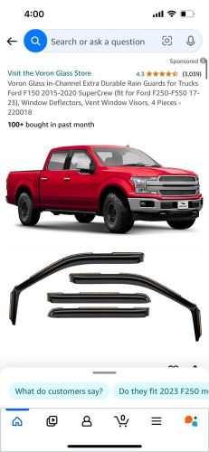 Rain guards vent visors shade for 2015-2020 ford f-150 supercrew shatterproof