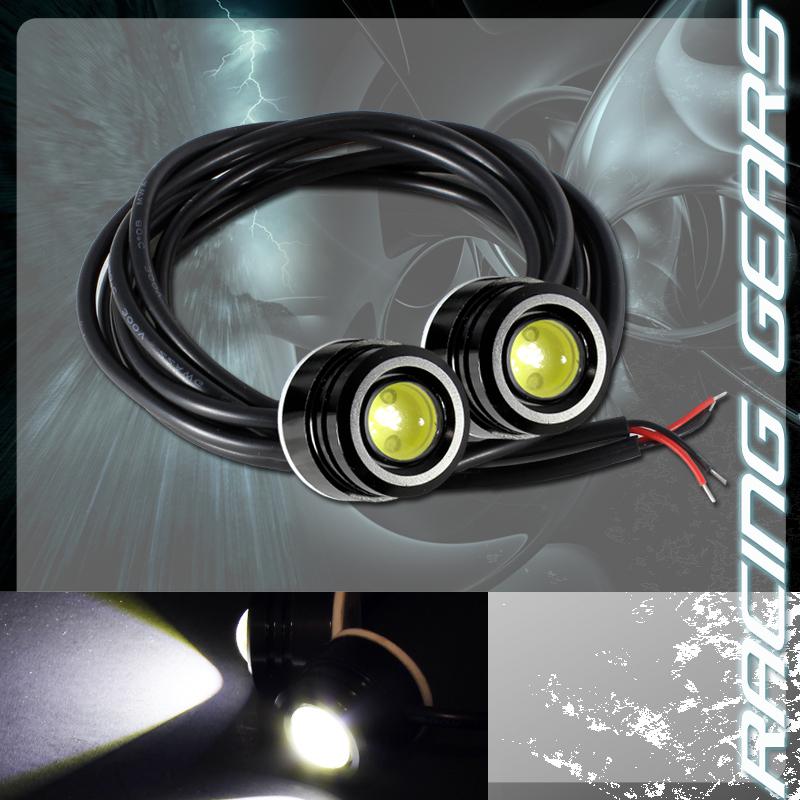 2x 25mm 12v 3w white led drl daytime driving running fog eagle eye light lamps