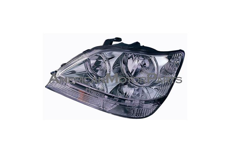 Driver replacement headlight w/ chrome bezel w/o hid 01-03 lexus rx300 rx350