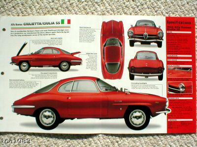 1961 / 1962 / 1963 / 1964 / 1965 alfa romeo giulietta / giulia ss imp brochure