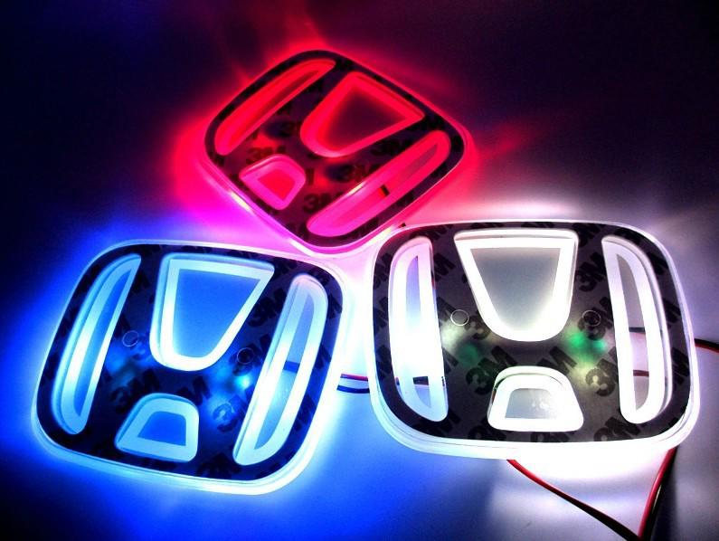 Blue car led decal logo light badge emblem sticker  background ligh for civic