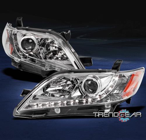 07 08 09 toyota camry drl led jdm chrome projector headlight left+right pair set