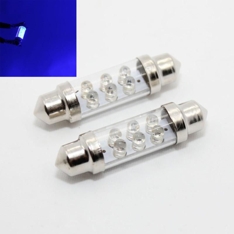 2pcs 42mm 6 led light 6000k festoon dome bulb lamp 578 211-2 212-2 214-2 -blue