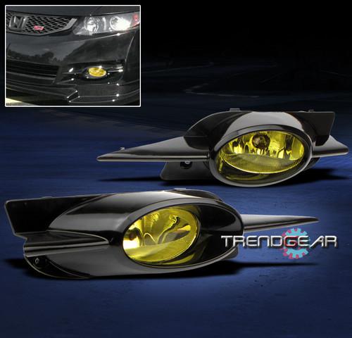 09-11 honda civic coupe 2dr bumper driving jdm yellow fog light lamp+bulb+switch