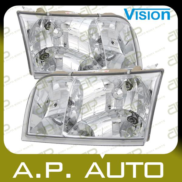 Pair head light lamp assembly 98-09 ford crown victoria base lx sport s lh+rh