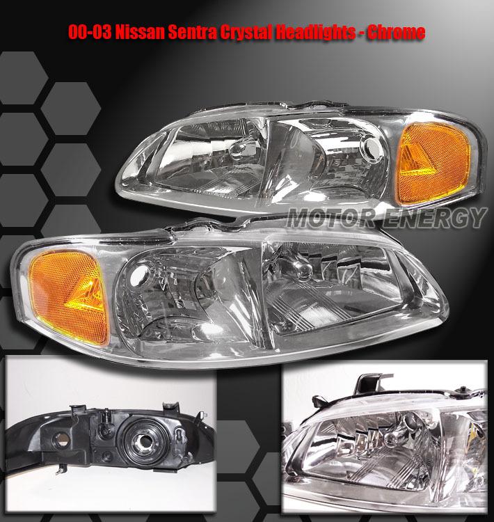 2000-2003 nissan sentra crystal headlight lamp jdm chrome corner 2001 2002 sedan