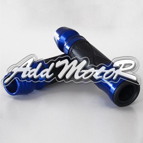 Universal motorcycle cnc handlebar soft rubber grips aluminum rod blue 22mm 