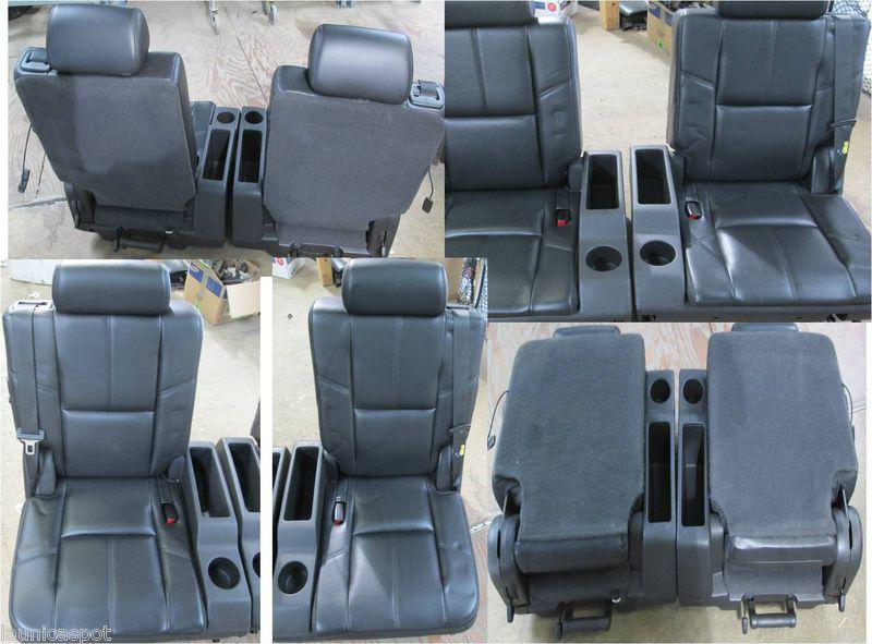 Yukon tahoe suburban escalade third row seats set ebony black leather