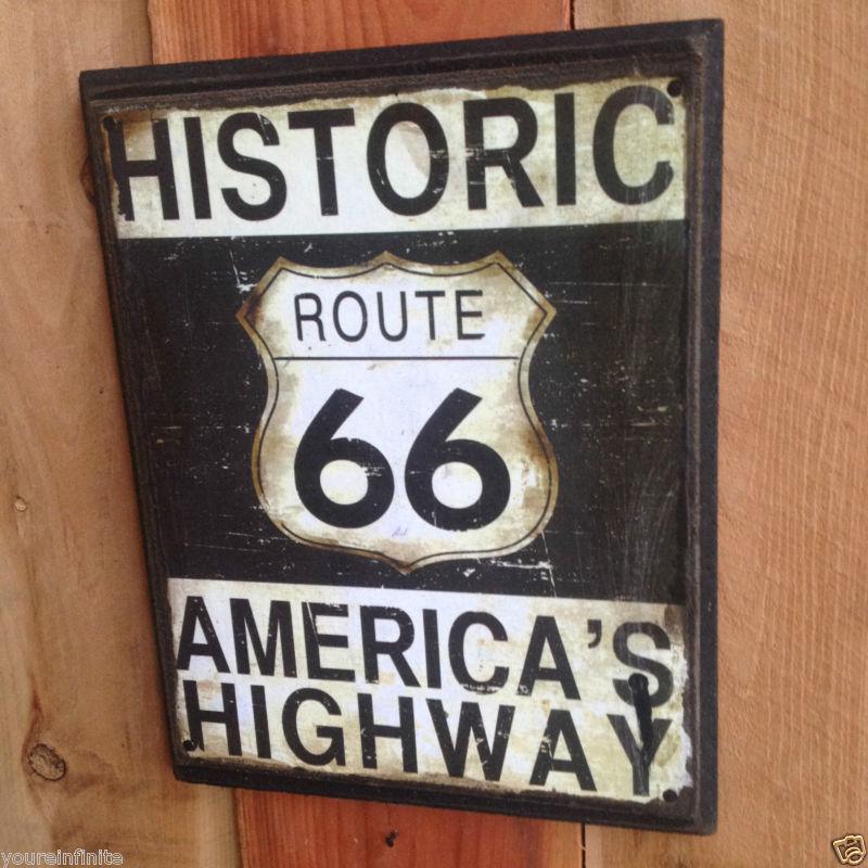Vintage style route 66  sign for garage man shop hot rat rod room ford chevy ss