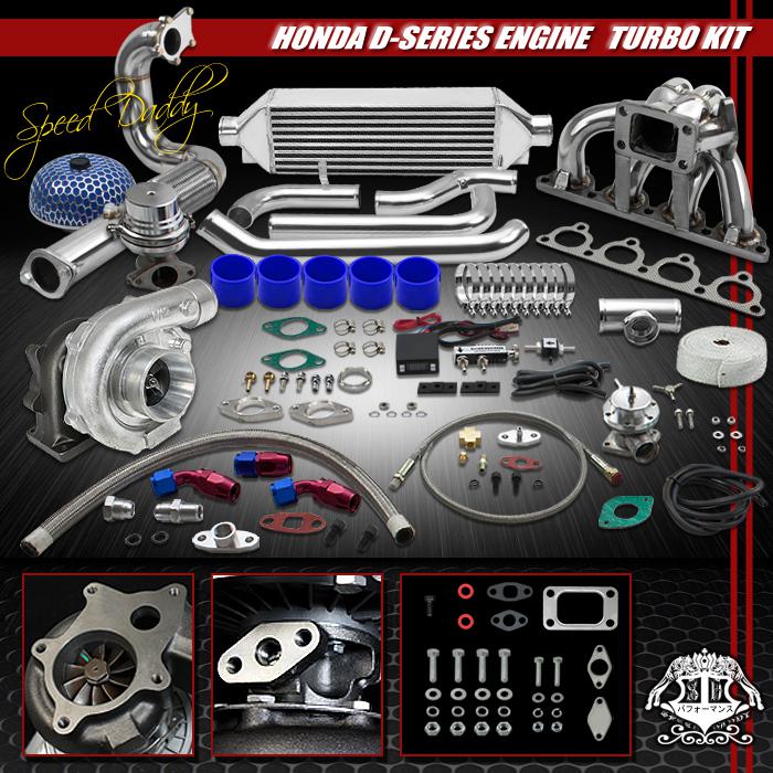 T04e 11pc turbo kit bolt-on intercooler+manifold 88-00 d15/d16 civic/crx/del sol