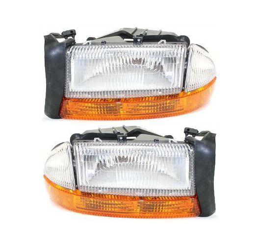 New pair set headlight headlamp lens housing dot 97 dodge dakota pickup truck