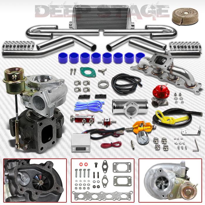 T25/t28 10pc turbo kit w/intercooler+blow off valve+manifold+wrap a4/passat 1.8l