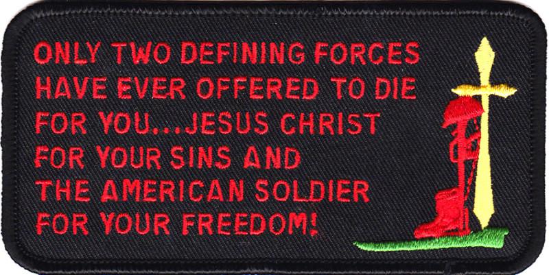 Two defining forces  motorcycle vest patch christian biker