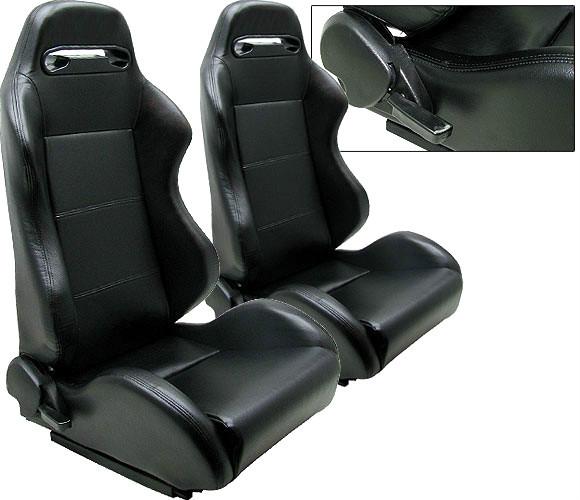 New 2 black leather racing seats reclinable w/ slider all chevrolet *