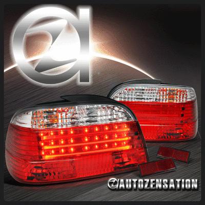 95-01 bmw e38 7-series 740i 750il red clear led tail brake lights