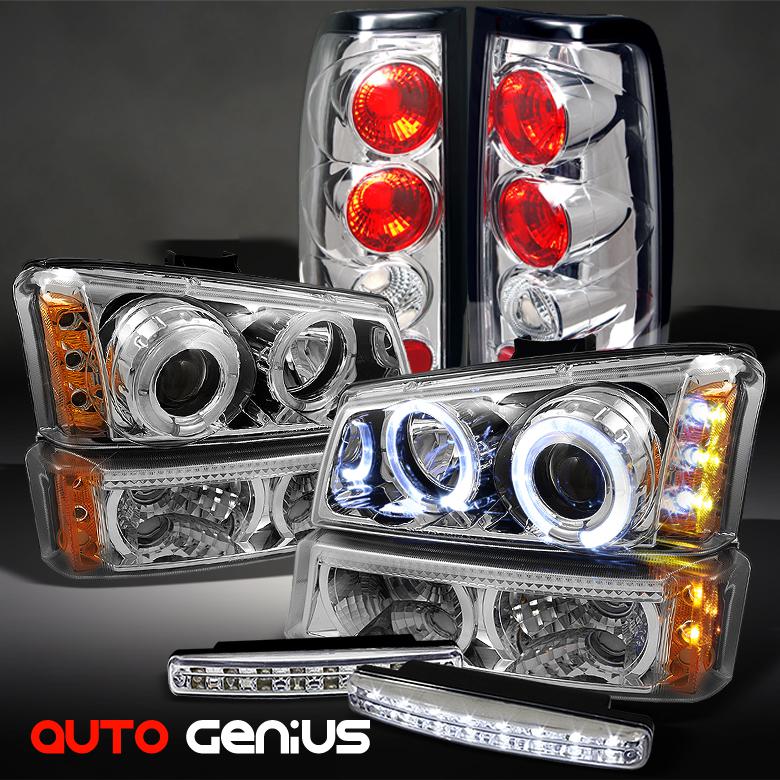 03-06 silverado projector headlights set + altezza tail lights + daytime led drl