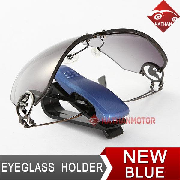 Blue car auto vehicle sun visor eye sunglasses eyeglass card ticket holder clip